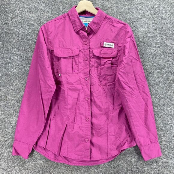 Magellan Shirt Women S Small Purple Button Up Collared Long Sleeve Pockets - Picture 1 of 9